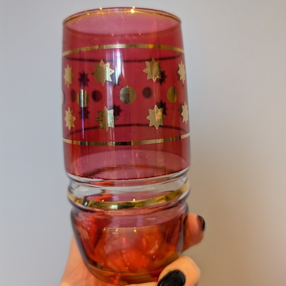 Vintage cranberry glass  Red and Gold Glass Tumblers - Picture 4 of 12